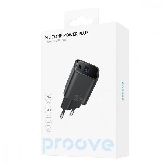 Мережевий зарядний пристрій Proove Silicone Power Plus 20W (Type-C + USB), Білий | Зображення 1