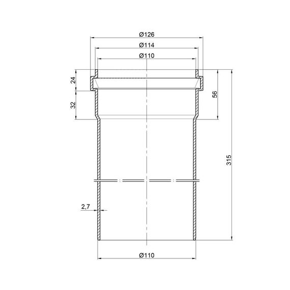Труба PPR каналізаційна TA Sewage 110х2,7, 0,315 м TASPIPP315110 | Зображення 1