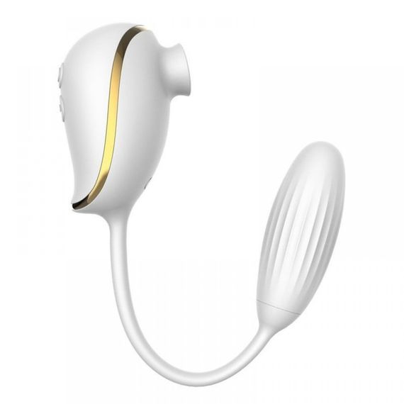 Вакуумний стимулятор з віброяйцем High End Suction Love Egg WHITE | Зображення 3