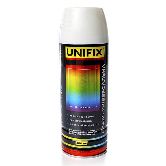 Емаль універсальна акрилова RAL9001 білий глянець кремовий 400 мл UNIFIX 951036