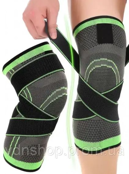 Наколінник Бандаж колінного суглоба Knee Support Copper Чорно-зелений фіксатор коліна Компресійний від травм розтягувань | Зображення 2