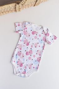 Боді інтерлок короткий рукав принт Кульки від 1 міс до 2-х років