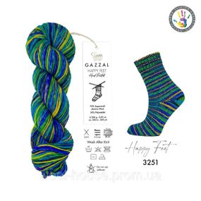 Шкарпеткова пряжа Gazzal Happy Feet, 3251