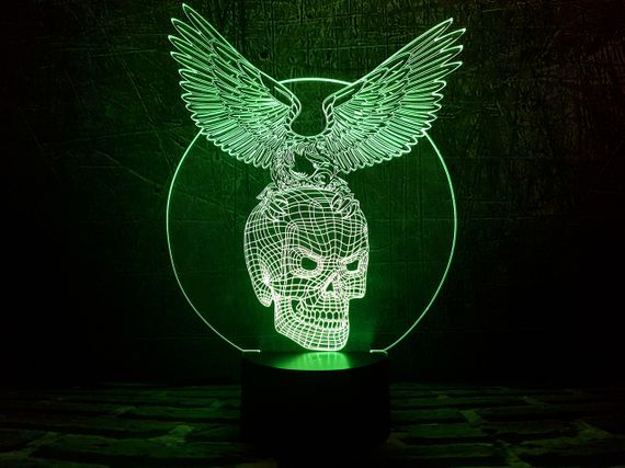 Змінна пластина для 3D каганця з сенсорною панеллю (7 кольорів) "Кришталевий череп" 3DTOYSLAMP