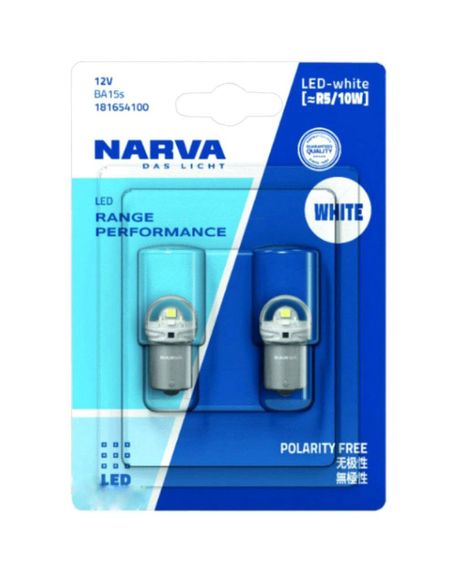 Комплект світлодіодних ламп Narva 18165B2 R5W/R10W LED Range Performance 12V BA15s WHITE 6000K (2 шт) | Зображення 2