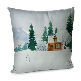 Подушка диванная с бархата Домик в лесу 45x45 см (45BP_23NY002)