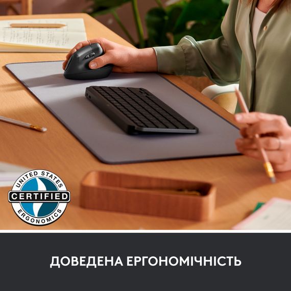 Мишка Logitech Lift Vertical Ergonomic Wireless/Bluetooth for Business Off-white (910-006496) | Зображення 4