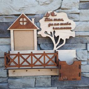 Настінна ключниця з дерева Дерев’яний органайзер для ключів Тримач для зберігання Персоналізація