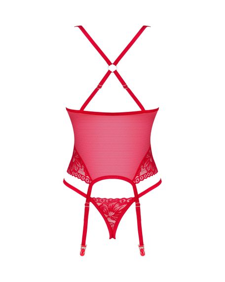 Корсет Obsessive Lacelove corset Червоний M/L | Зображення 3