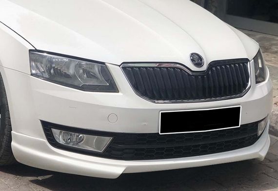 Передняя Lip накладка DPT V-1 (2013-2017, черный глянец) для Skoda Octavia III A7