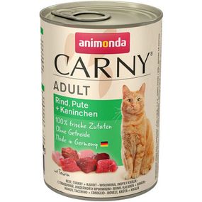 Вологий корм для дорослих котів Animonda Carny Adult яловичина індичка та кролик 400 г (4017721837255)