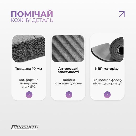 Килимок для фітнесу та йоги 10 мм каремат для тренувань мат для пілатесу підстилка для розтяжки сірий | Зображення 3