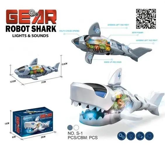 Музична іграшка акула (їздить, шестерні, рухомі частини, звук, світло) S-2А | Зображення 5