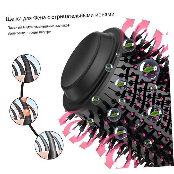 Фен Щітка гребінець 3в1 One step Hair Dryer 1000 Вт 3 режими випрямляч для укладання волосся стайлер з функцією іонізації | Зображення 6