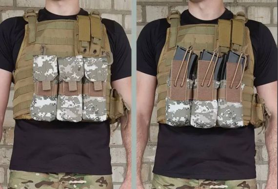 Підсумок під 6 магазінів АК/РПК потрійний Піксель ЗСУ MM-14 (MOLLE, підсумок на розгрузку, жилет, РПС) | Зображення 4