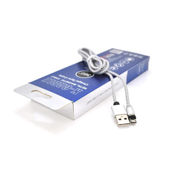 Магнитный кабель PiPo USB 2.0/Lighting, 1m, 2А, тканевая оплетка, бронированный | Зображення 1