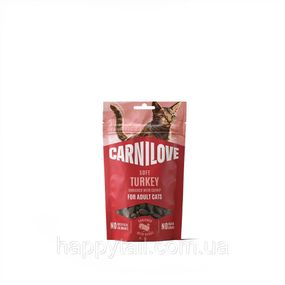 М'які ласощі для котів Carnilove Soft Snack з індичкою та котячою м'ятою — беззернові снеки 50 г