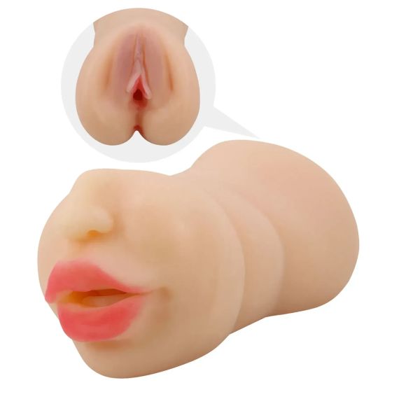 Мастурбатор з двома входами Crazy Bull Zoey Soft Skin рот і вагіна, 17 х 8.2 см sexstyle | Зображення 1
