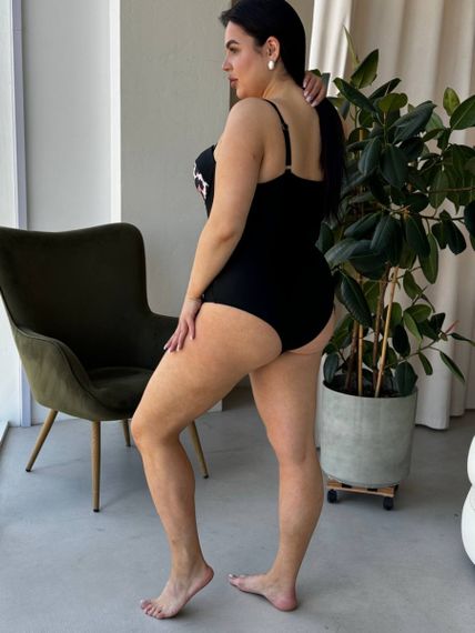 Леопардовий суцільний купальник PLUS SIZE з чашками та утяжкою | Зображення 7