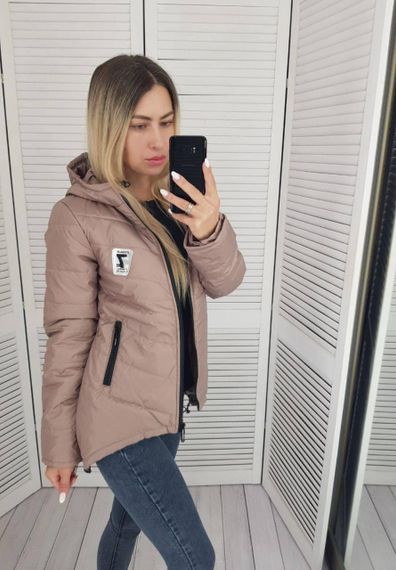 Жіноча демісезонна куртка з емблемою, арт.210/7, кава | Зображення 7