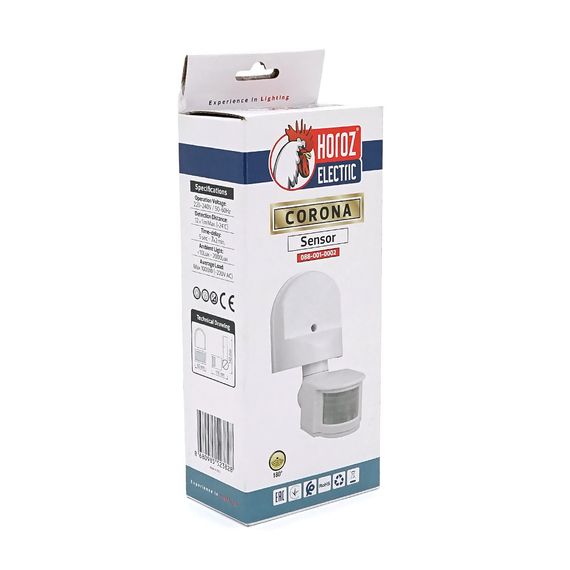 Датчик руху + сутінковий 1000W 220-240V IP44 180 градусів. 140x115x60мм. білий | Зображення 1