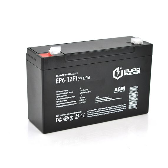 Акумуляторна батарея EUROPOWER AGM EP6-12F1 6 V 12 Ah ( 150 x 50 x 95 (100) )