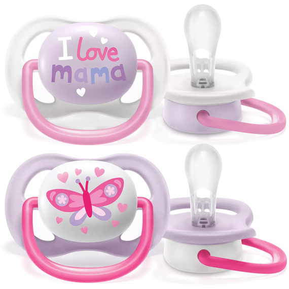 Пустышка Avent ортодонтическая Ultra Air I love для девочек 0-6 мес 2шт SCF080/02 (SCF080/02)