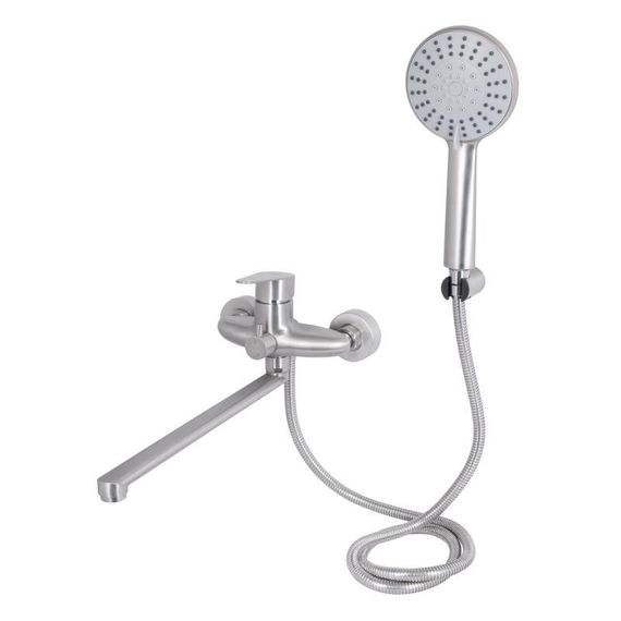 Смеситель для ванны Lidz Vida 005 с поворотным изливом (c душевым гарнитуром) (k35) LDVID005NKS38087 Nickel | Зображення 2