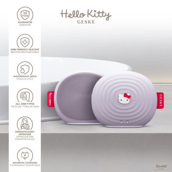 Электронная ультразвуковая щетка для лица GESKE Sonic Facial Brush 4в1 Hello Kitty purple, Фиолетовый | Зображення 2