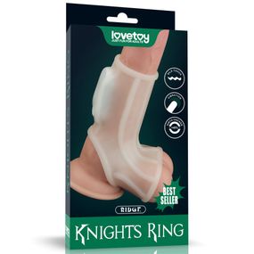 Насадка на член - Vibrating Ridge Knights Ring With Scrotum Sleeve White sexstyle