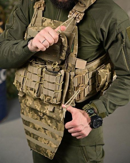 Плитоноска 4 швидких скидання з наплічником Cordura піксель ПП4632 | Зображення 5