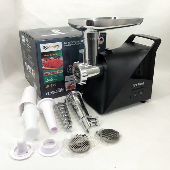 Кухонная мясорубка Rainberg RB-679 3000W, Мясорубка для домашней колбасы, QP-100 Мясорубка професиональна | Зображення 4
