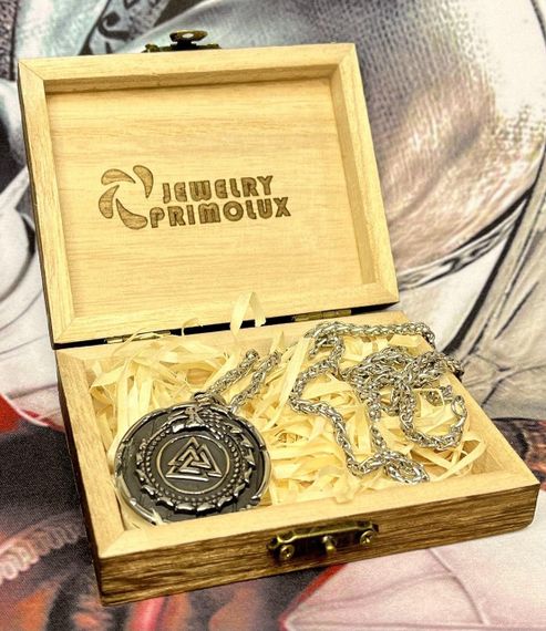 Кулон подвеска Vikings Valknut амулет в скандинавском стиле с цепочкой - Silver | Зображення 8