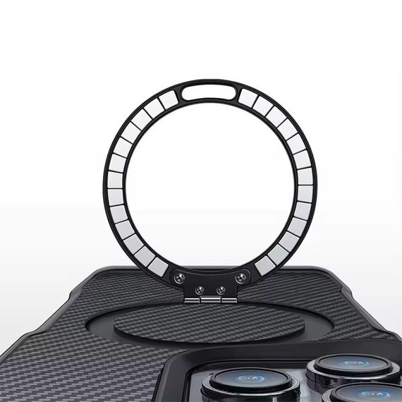 TPU+PC чехол Metal Buttons with MagSafe Carbon Ring для Apple iPhone 14 Pro Max (6.7") Черный | Зображення 6