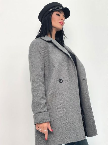 Женское короткое платье кашемировое принт елочка GF1218 цвет серый, размер 42/44 | Зображення 2