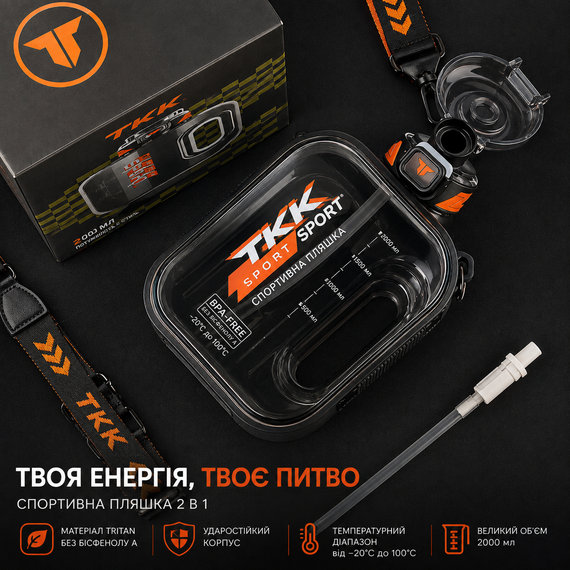 Бутылка TKK 1000 мл - Черная Tritan BPA-free, ударопрочная, спортивная с герметичной крышкой | Зображення 5
