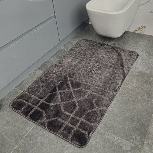 Набір килимків для ванної кімнати 2шт 57*100см+57*50см U-виріз Геометрія Joy сірий тафтинг Дариана | Зображення 4