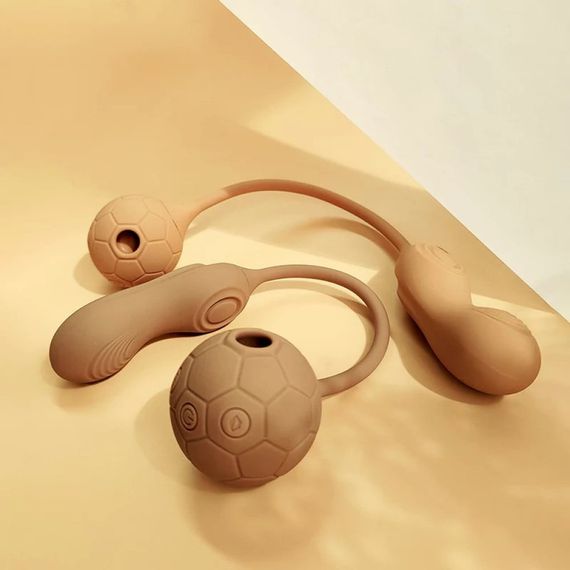 Подвійний вібратор у вигляді м'яча з вакуумом та для точки G, Sweet Em 0036F, коричневий sexstyle | Зображення 3