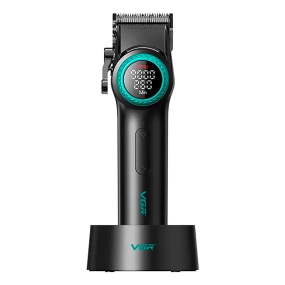 Аккумуляторная машинка для стрижки VGR V-001, 10 насадок, 9000 RPM, АКБ 4600 mAh, LED дисплей | Зображення 1