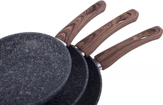 Набір 3 сковороди Kamille Grey Marble 20см, 24см, 28см, індукційні з антипригарним покриттям | Зображення 3
