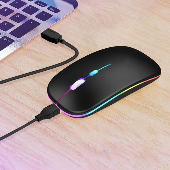 Бездротова миша з RGB підсвічуванням, Bluetooth, 1600DPI / Безшумна акумуляторна мишка для ПК та ноутбуків | Зображення 1