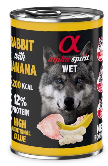 Корм Alpha Spirit Rabbit With Banana влажный с кроликом для взрослых собак 400 гр