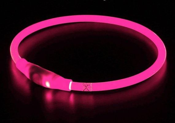 Светящийся LED ошейник, для собак, с USB зарядкой, 38 см, М, Фиолетовый | Зображення 2