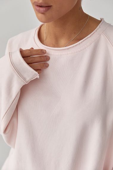 Лонгслів вільного крою з рукавами-реглан - пудра цвет, ONE SIZE (є розміри) | Зображення 3