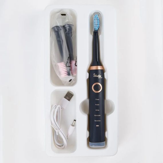 Електрощітка зубна Shuke SK-601 чорна | Зубна щітка на батарейках Зубна щітка GZ-448 електрична кругла | Зображення 2