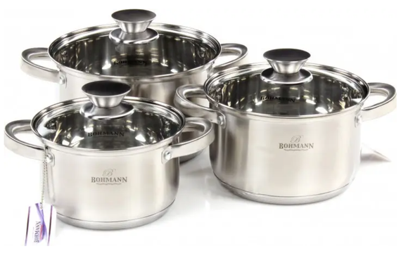Универсальный набор кастрюль с крышками Bohmann BH-0516 из нержавеющей стали набор для кухни 6 предметов