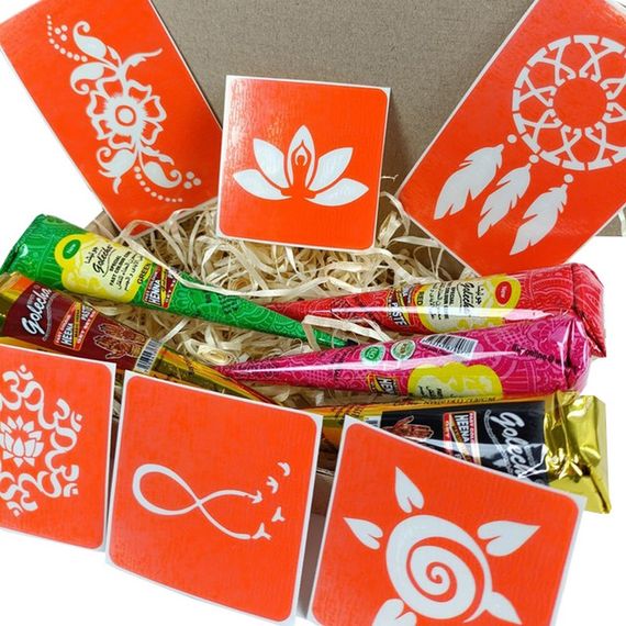 Набір кольорової хни з трафаретами для біо-тату №2 color-henna-set-02 | Зображення 2