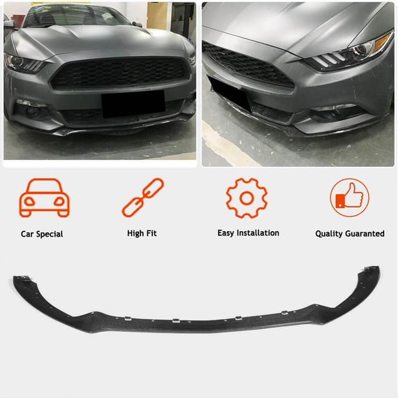 Накладка на передній бампер Lip (2015-2017, Карбон) для Ford Mustang рр | Зображення 1