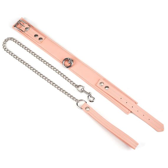 Нашийник з повідцем Liebe Seele Dark Candy Pink Collar with Leash, повідець на карабіні | Зображення 2
