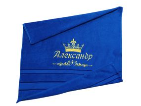 Рушник з іменною вишивкою махровий банний 70*140 синій Олександр rus 04250